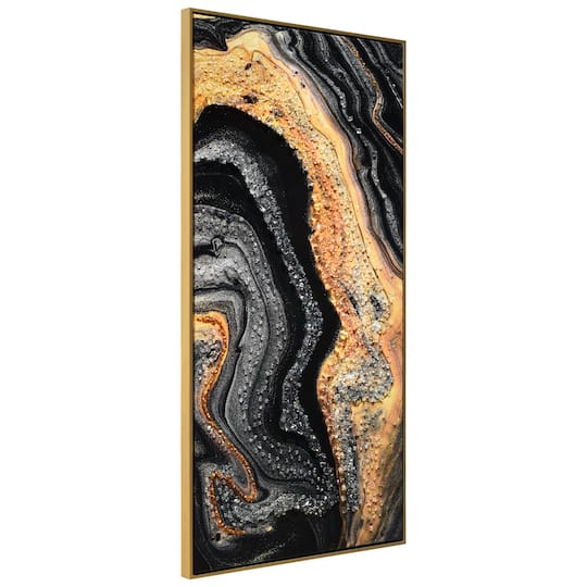 Empire Art Direct Arte De Crystallus 24" x 48" Golden Veins IV Epoxy Coated Wrapped Framed Glossy Abstract Canvas Wall Art